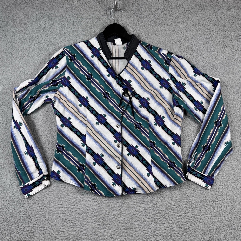 Vintage Roughrider Shirt Womens XL Aztec Geometric Western Cowgirl Rockabilly